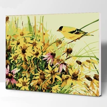 Желтые Птицы DIY Цифровая живопись маслом по номерам Европа абстрактная хлопковая живопись для гостиной настенная живопись без рамки 40x50