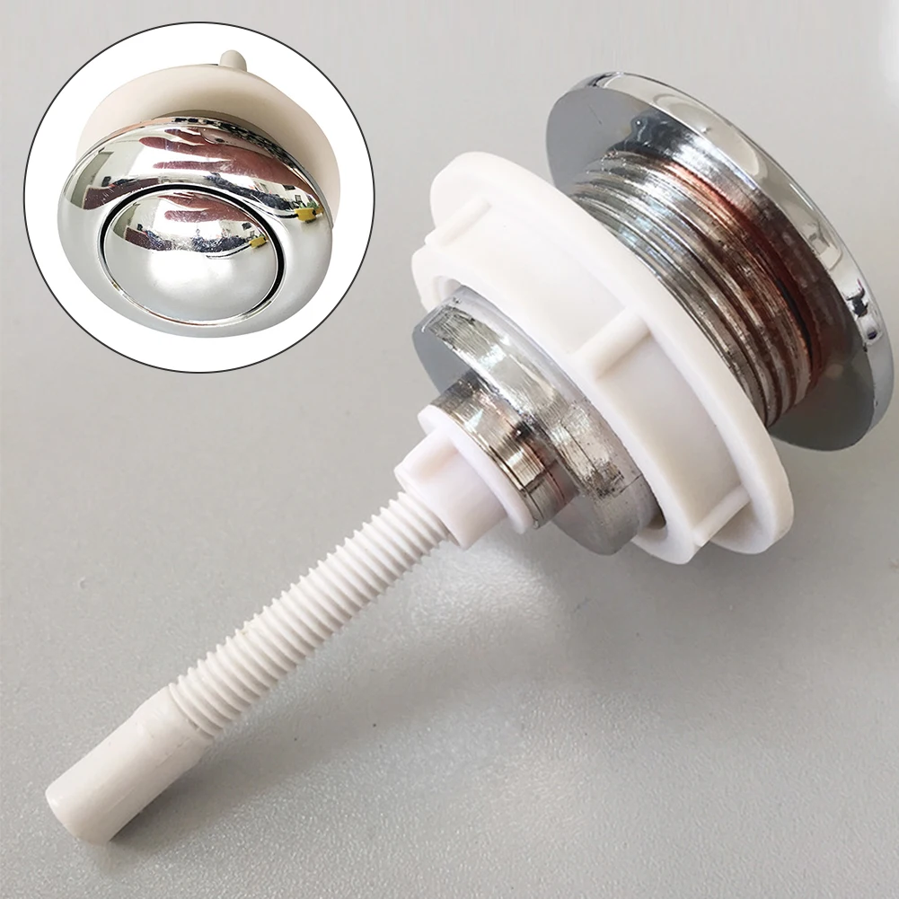 

Rod Toilet Button Single Press Universal Round Vintage Closestool Cover Water Saving Push Switch Mounting Hole Tank Accessories