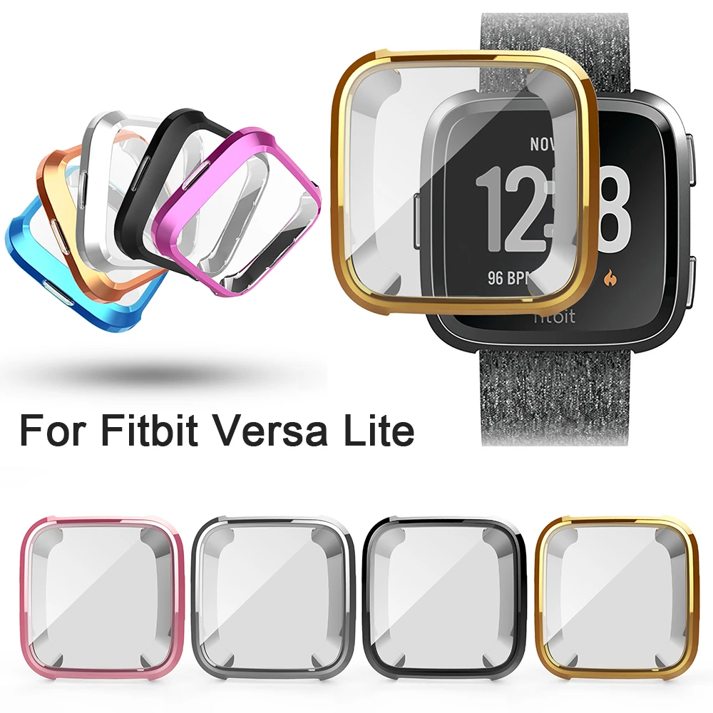 

Smart Watch Fitness Slim Sleeve Case Soft TPU Cover Film Protective Screen For Fit Bit Versa Lite Plating Full Cover Protective
