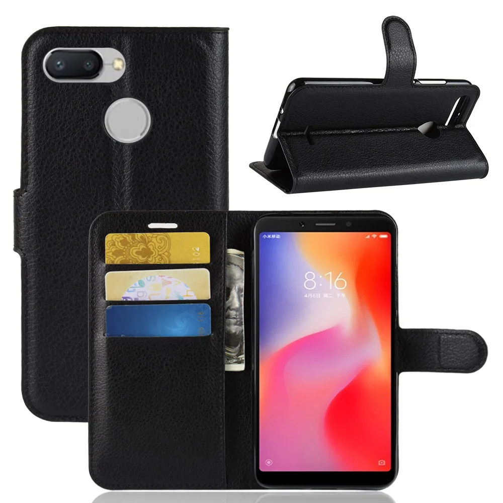 Book Style PU Leather Case Cover for Xiaomi Redmi 6 Flip Wallet Phone
