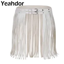 Женский Регулируемый пояс из искусственной кожи, бахрома, кисточка, юбка, двойная Талия, пояс, повседневные сексуальные Клубные костюмы, вечерние костюмы юбки