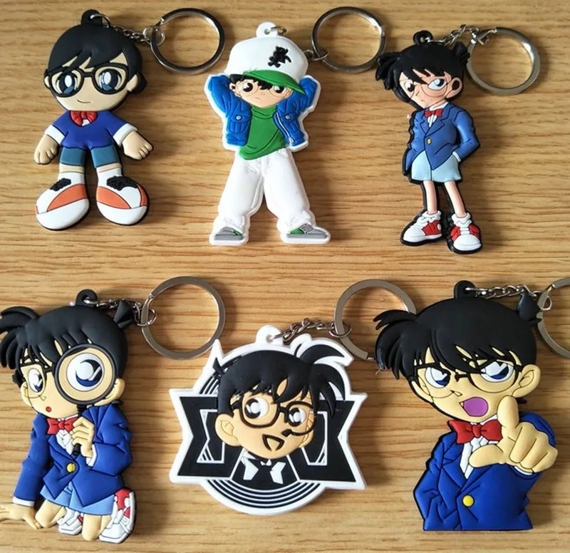 2017 Detective Conan Figures Toys Anime Cartoon Conan PVC Keychain Key