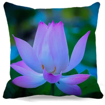 

2017 fashion Flower Lotus Pillow Cover 16" 18" 19" 2d Printed cotton polyester Square home car sofa Seat Decorative 9 style