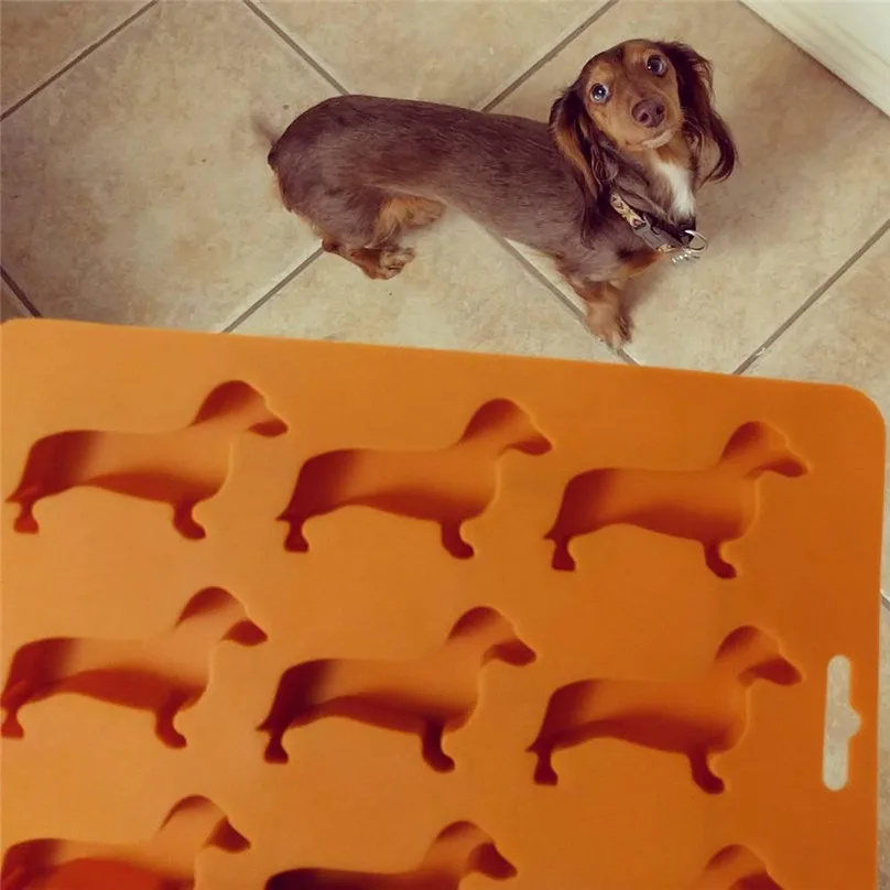 2019 new Dachshund Ice Cube Tray Silicone Dog Shape Mold Candy Making Gelatin Setting Set of Two Ice Cream Tools #4M02 (9)
