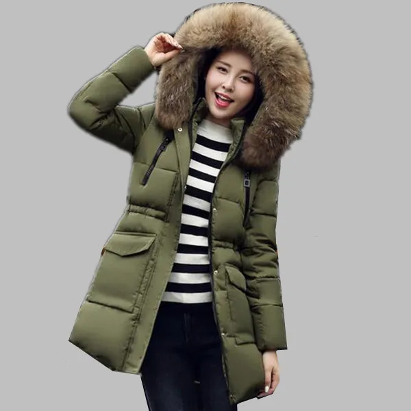 Luxury Big hair collar winter jacket women fur hooded