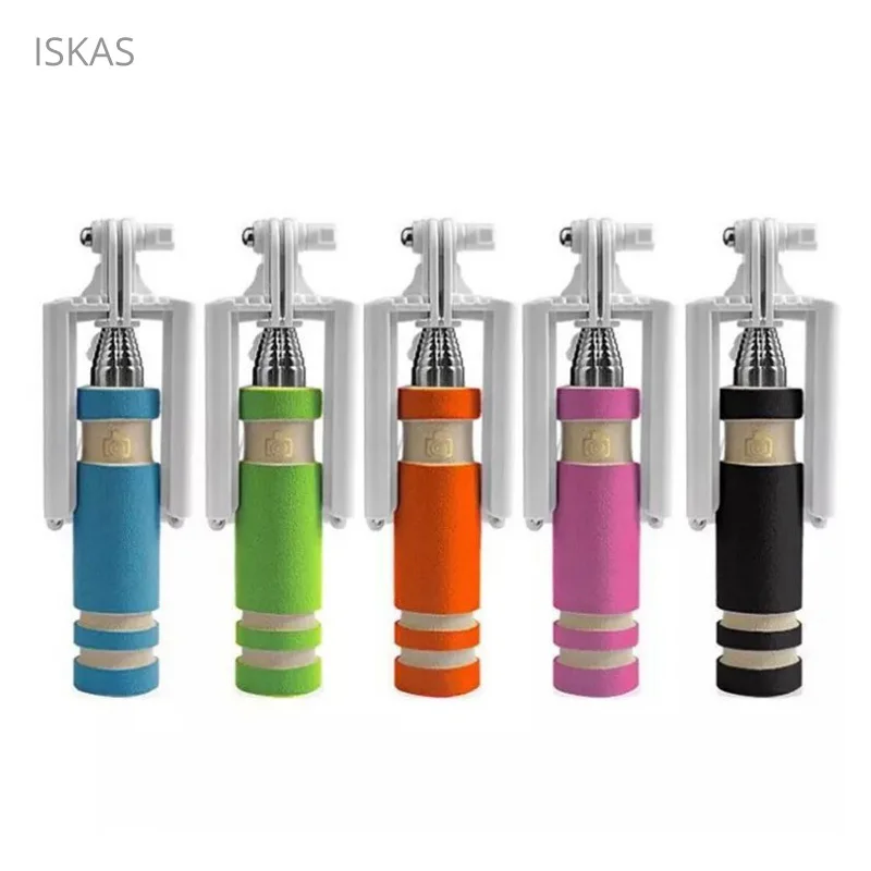 

ISKAS Selfie Stick Mini Monopod Selfie Stick Tripod Wired Small Selfi Stick Phone Cell Phones Stainless Steel Pau De Self New