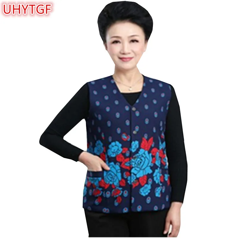

UHYTGF Spring Jacket Womens Vest 4XL Plus size Vest Flower Embroidery Vest Female Casual Veste Sans Manche Femme Short Coats 174