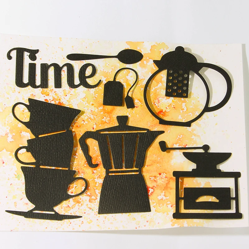 

JC Metal Cutting Dies for Scrapbooking Dies Cut Time Coffee Set Craft Stencil Handmade Cards Making Model Template Decoration
