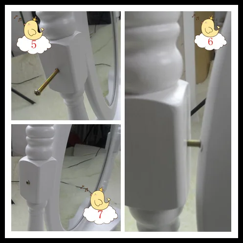 Белый цвет слоновой кости Королева Анна стиль комод макияж туалетный столик набор с поворотным овальным зеркалом и табуретом