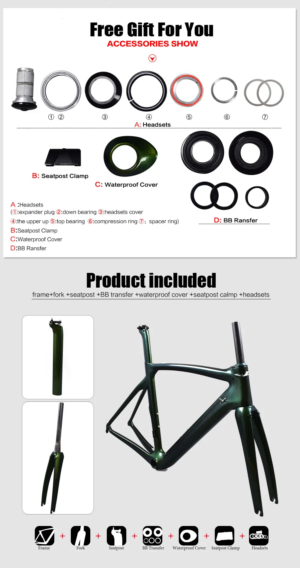Excellent 2018 carbon bike chameleon frame matte or glossy finish carbon road frame BB386 carbon frame road airwolf Chinese carbon frames 13