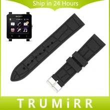 24mm de caucho de silicona correa + herramientas para sony smartwatch 2 sw2 reemplazo correa de reloj pulsera pulsera de la correa negro