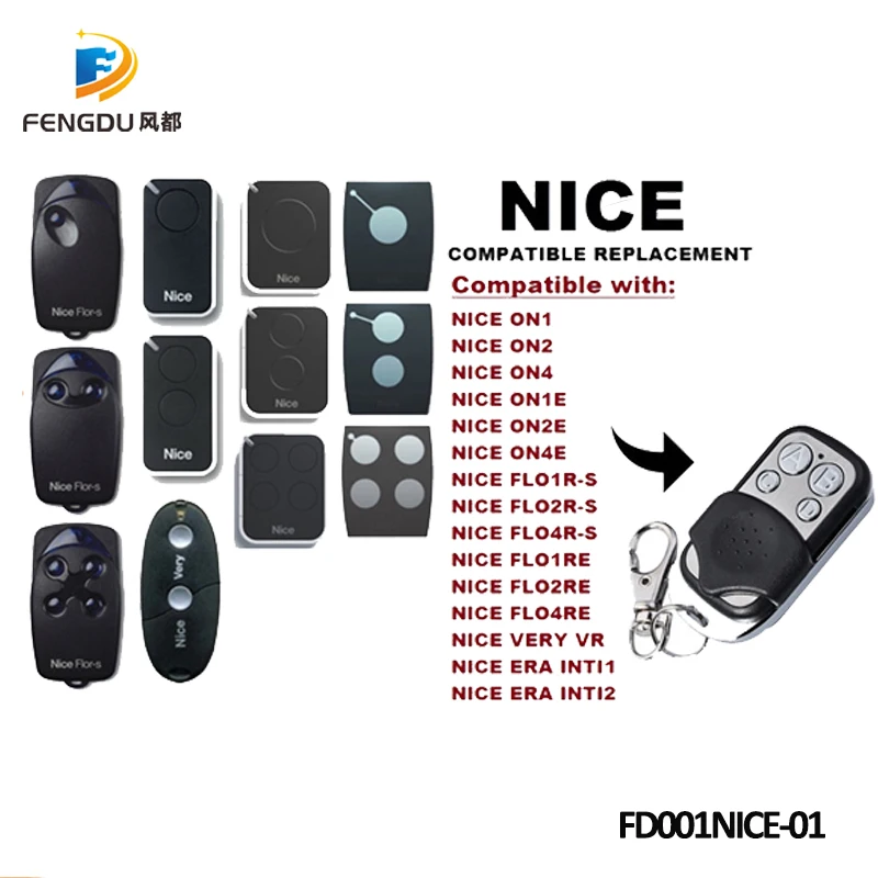 

5PCS NICE Flor flo1r-s flo2r compatible Remote Control Nice flor-s garage remote 433.92MHz rolling code gate control transmitter
