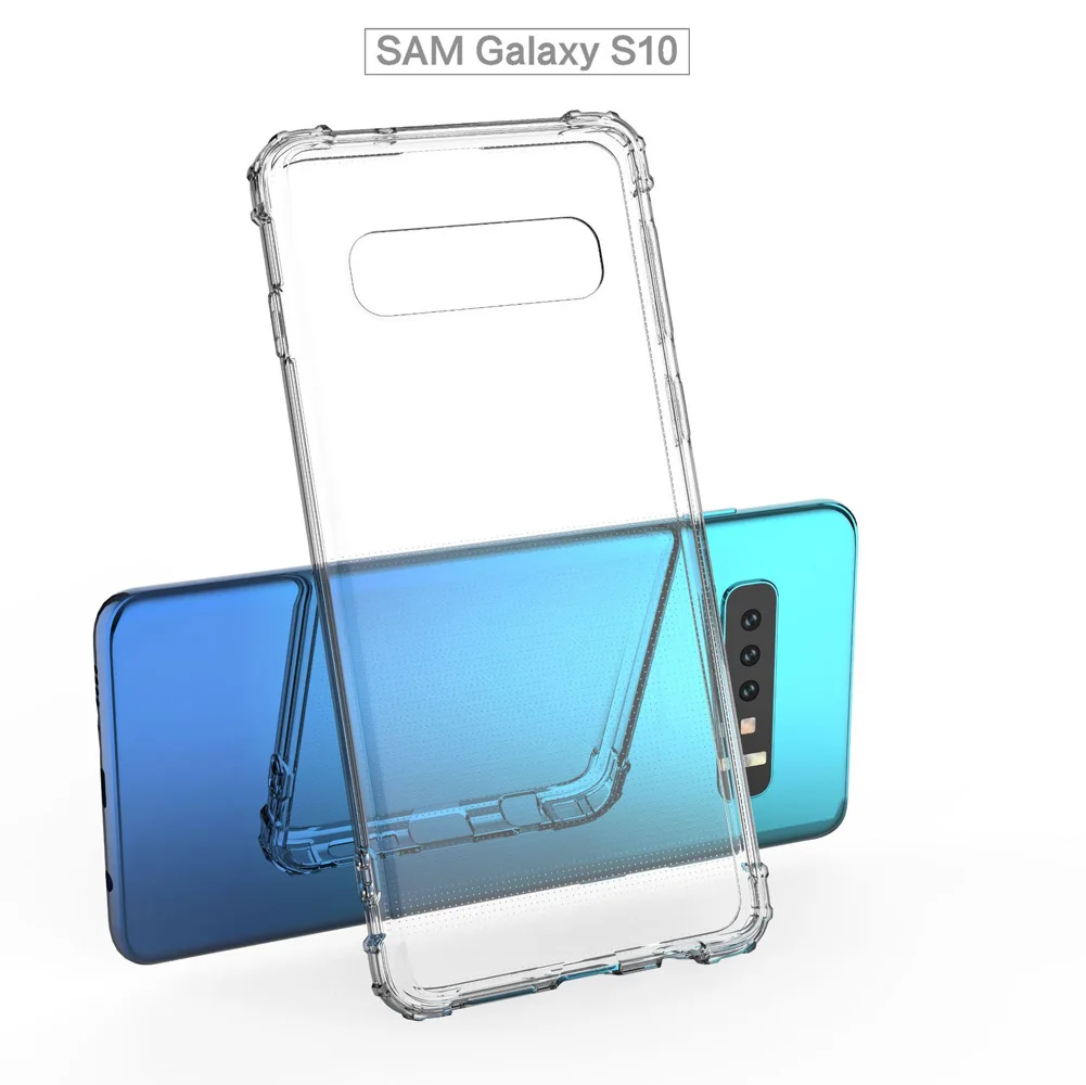 Чехол для Samsung S10 Прозрачный чехол мобильного телефона с четырьмя углами