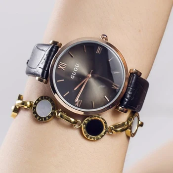 

GUOU Brand Women's watches Luxury Fashion Wrist watches Leather Strap Ladies Watch Women Watches Clock saat relogio feminino