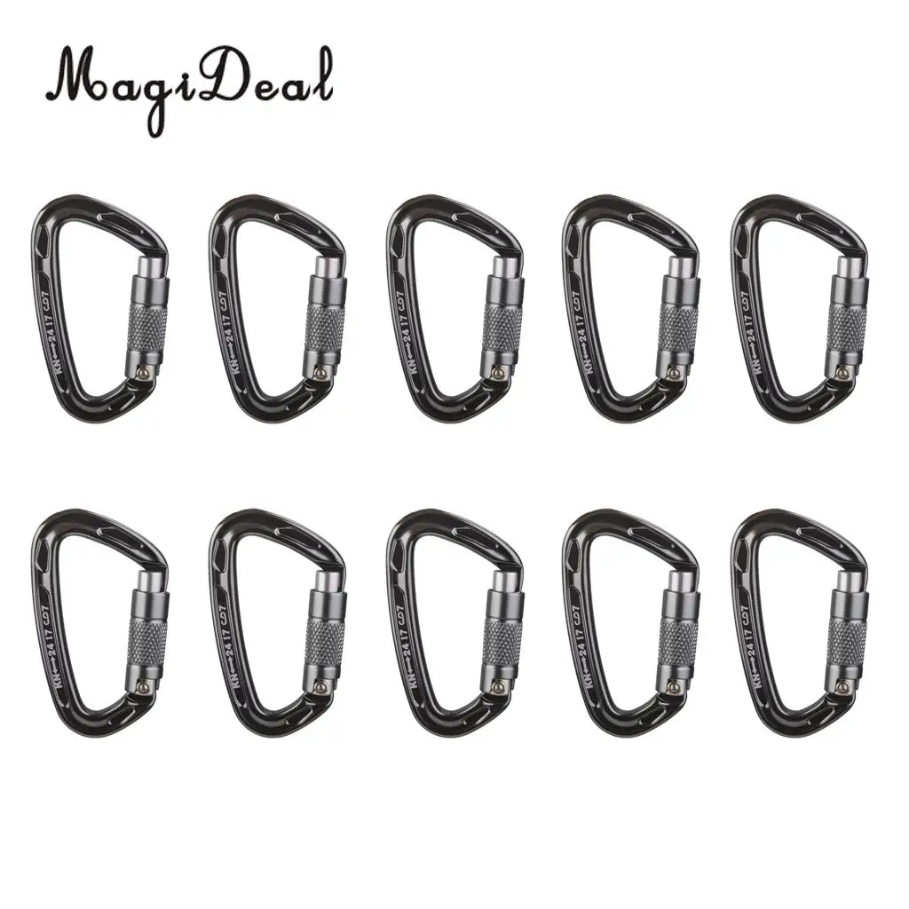 MagiDeal 10 Pieces 24KN Aluminum Carabiner D Shape Self Locking for Climbing Gray MagiDeal 10 Pieces 24KN Aluminum Carabiner D Shape Self Locking for Climbing Gray