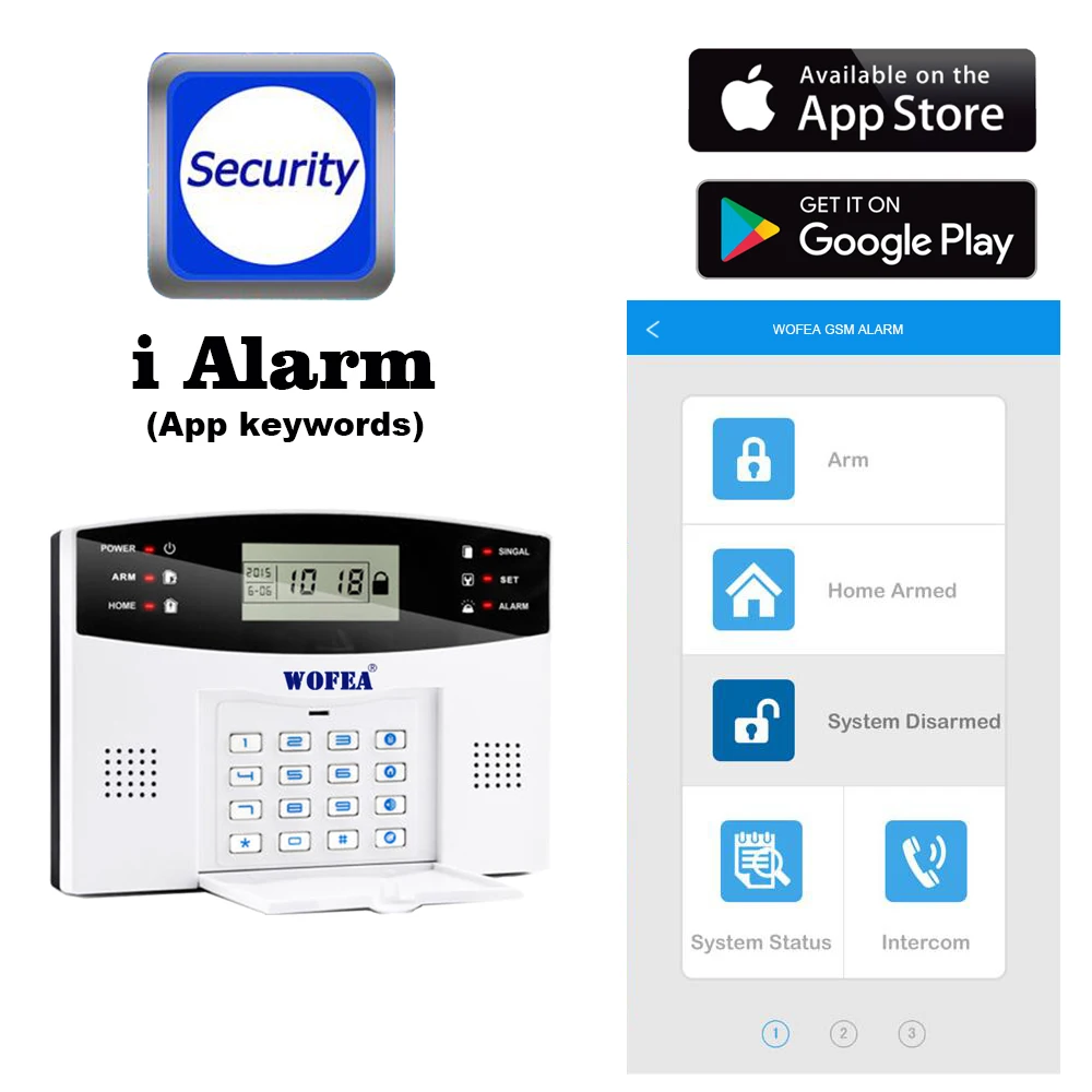 US $32.49 Free Shipping Lcd Gsm Alarm System Kit With Wired Type Sensors For Door Open Amp Motion Detector Smoke Alarm 7 Wire Zone
