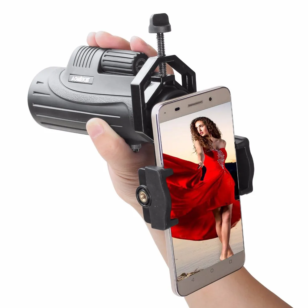 AOMEKIE 10X42 Monocular & Phone Holder Bak4 Prism FMC