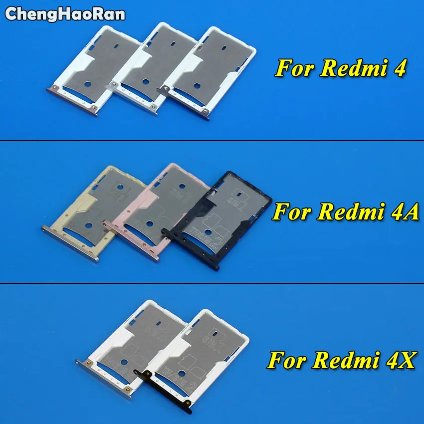 

ChengHaoRan New SIM Card Tray Socket Slot Holder Adapters Replacement for Xiaomi Redmi 4 4A 4X SIM&SIM/TF Card Tray Adapters