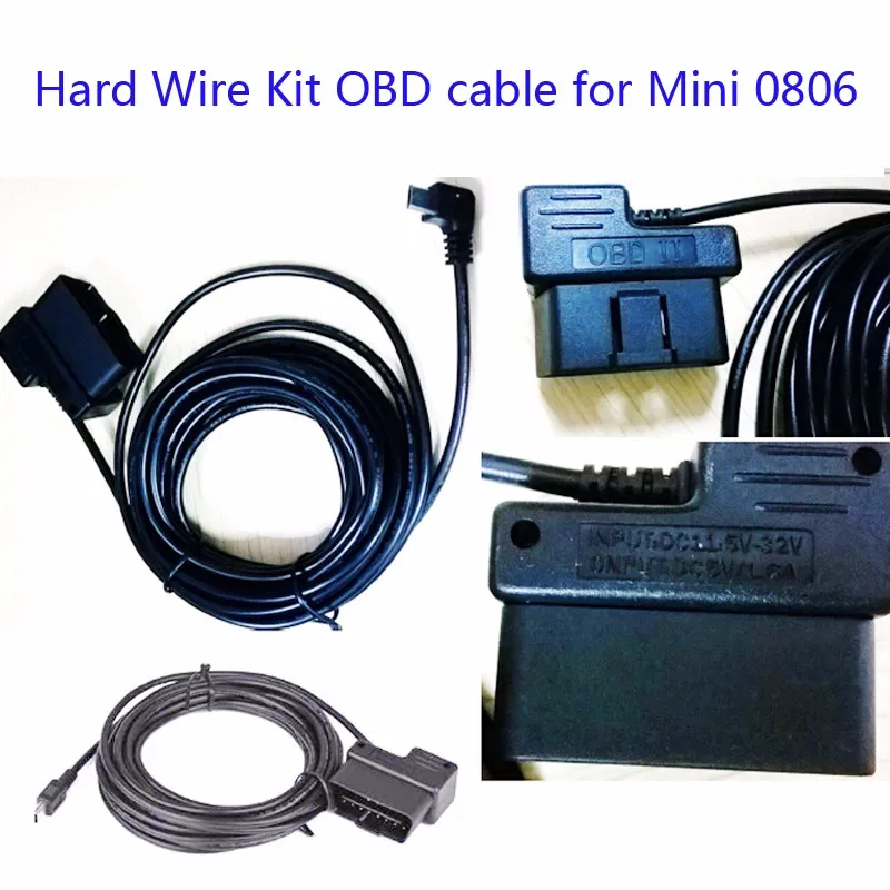 New-Car-Hard-Wire-Kit-OBD-cable-for-Mini-0806-0805-0801-Dash-Camera-Dashcam-Black