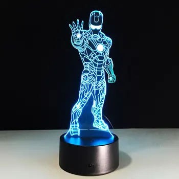

Iron man Shape 3D Night Light LED 7 Color Changing Vision Stereo USB Table Lamp Acrylic Lovely 3d Lamp For Boy's Toy Gift
