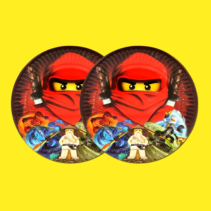 

Party supplies 8PCS Ninja theme party decoration disposable tableware paper dessert plate dishes 7inch with food film