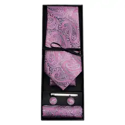 Gb-1571 Барри. ван paisle necktiey комплект и Подарочная коробка жаккардовые Тканые Gravata Шелковый платок запонки Галстуки для Для мужчин Бизнес