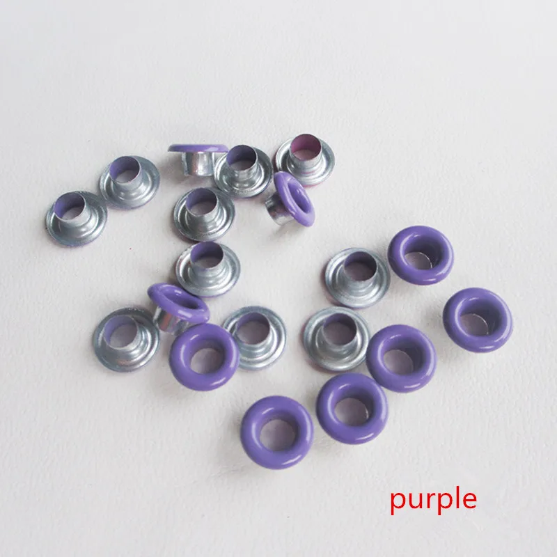 XUNZHE DIY материалы 50 шт. 3,5 мм втулки заклепки+ 4 см инструмент для пробивания Пуговицы Разноцветные пряжки шнурки глаз металлические отверстия ушко - Цвет: purple