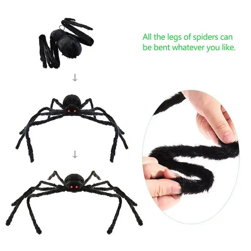 2 шт. 75 см страшная плюшевая игрушка-паук на Хэллоуин-вечеринку, страшный дом с привидениями бутафория(черный