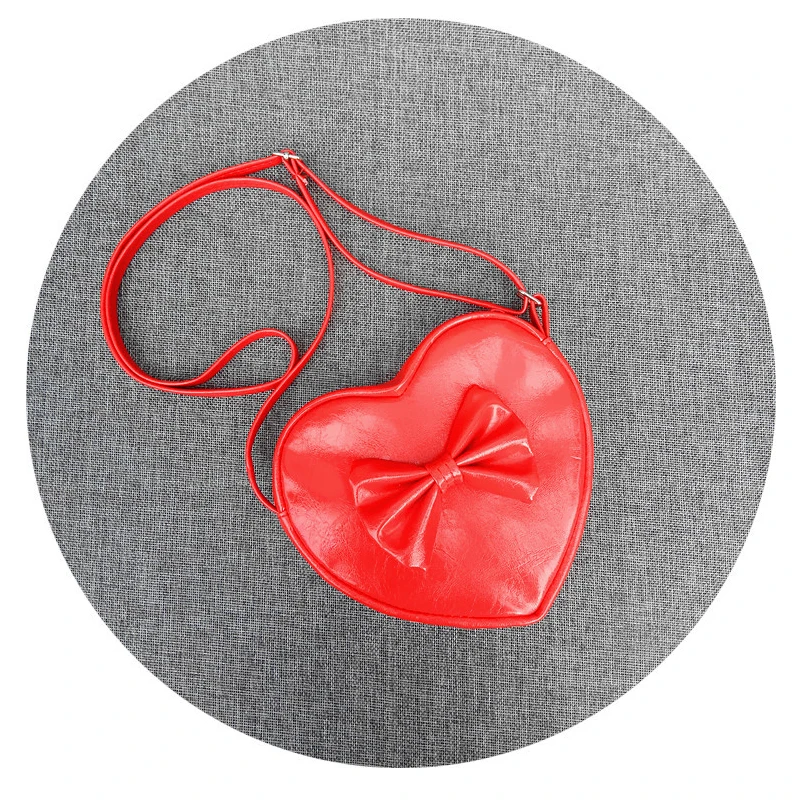 

Cute kids children mini bags PU leather heart shape messenger bags for kindergarten baby girls bow crossbody shoulder bags