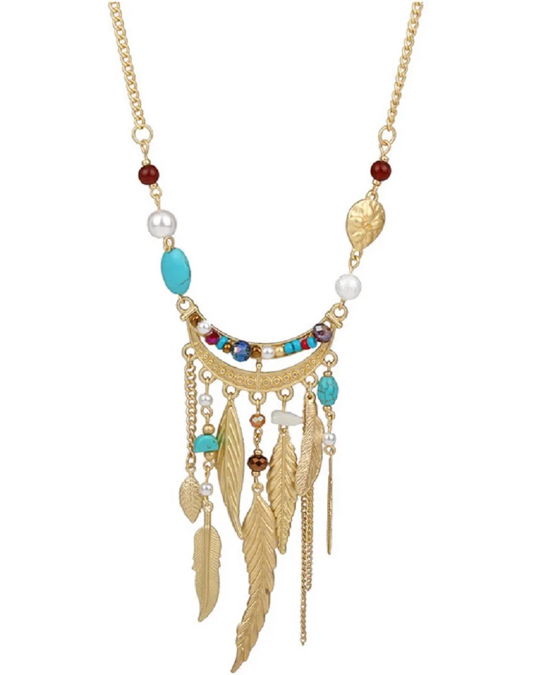 

LUFANG 2019 Fashion Boho bead Crystal Maxi Statement Necklace Ethnic Punk Power Long tassel collar Choker Necklace Women Jewelry