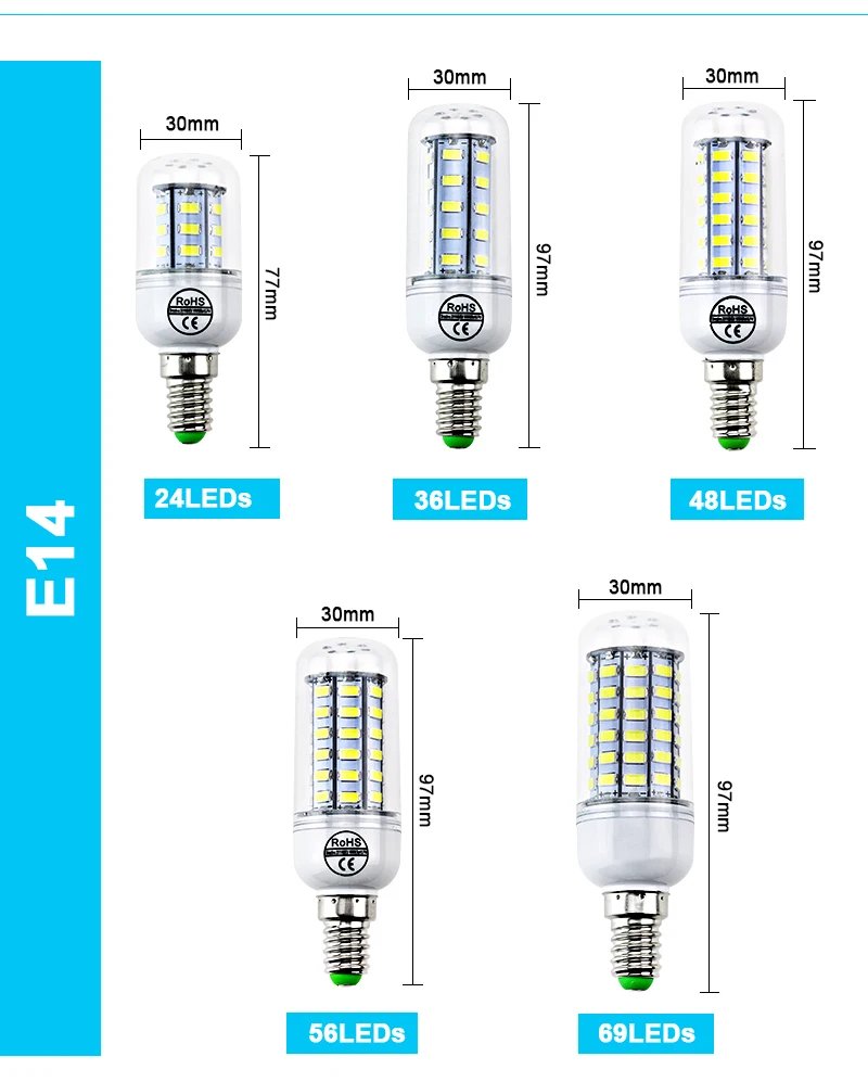 Светодиодный Светодиодная лампа-кукуруза E27 E14 G9 светодиодный светильник 220V 110V светодиодный лампы светильник 24 36 48 56 69 светодиодный s люстры свечи ампулы Bombillas lampada