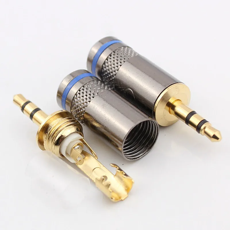 50pcs Audio Plug 3 5 Mm Headphone Plug 3 5 Jack Gold plated Metal Hole with 6 5 mm Wire Clamp