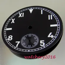 38,9 мм Parnis черный циферблат белые цифры подходят 6498 ручной обмотки Механические Мужские часы циферблат