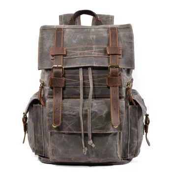 

European and American retro shoulder bag men's and women's beeswax canvas travel computer bag outdoor waterproof crazy horse