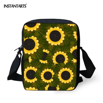 

INSTANTARTS New Sunflower Floral Design Crossbody Bags Girls Students Small Bookbags Brand Design Mini Messenger Bags Mochila