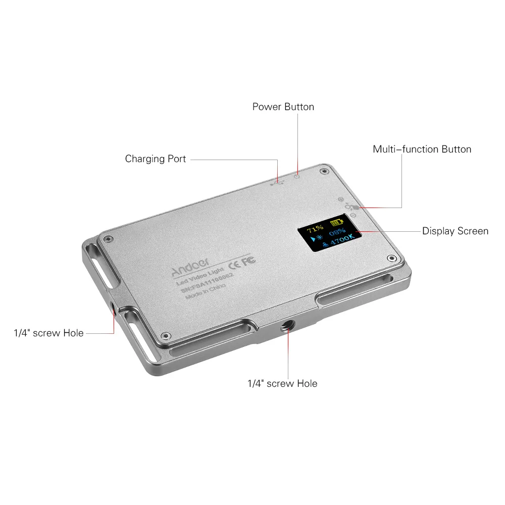 Andoer портативный 96LED видео свет панель камера+ OLED экран 1/" винт отверстие 3500 K-5700 K для DSLR камеры s Смартфон видео фото