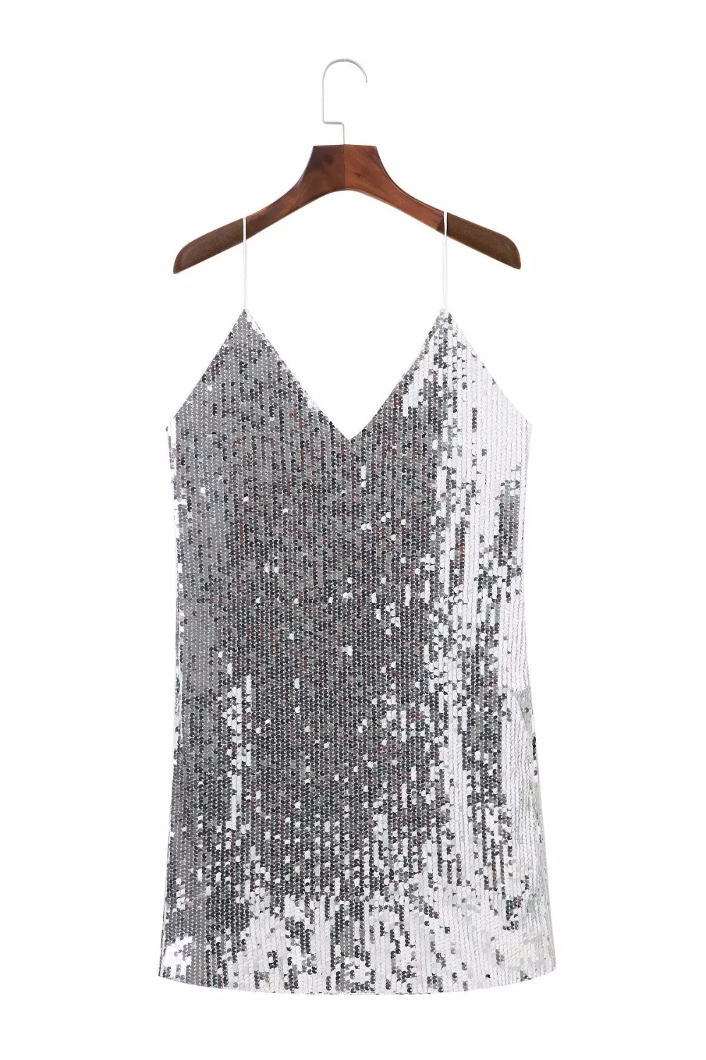 Deep V Neck Autumn Silver Sequined Backless Sexy Dress Women Off Shoulder Mini Dress Christmas Party Club Strap Dresses Vestidos evening dresses