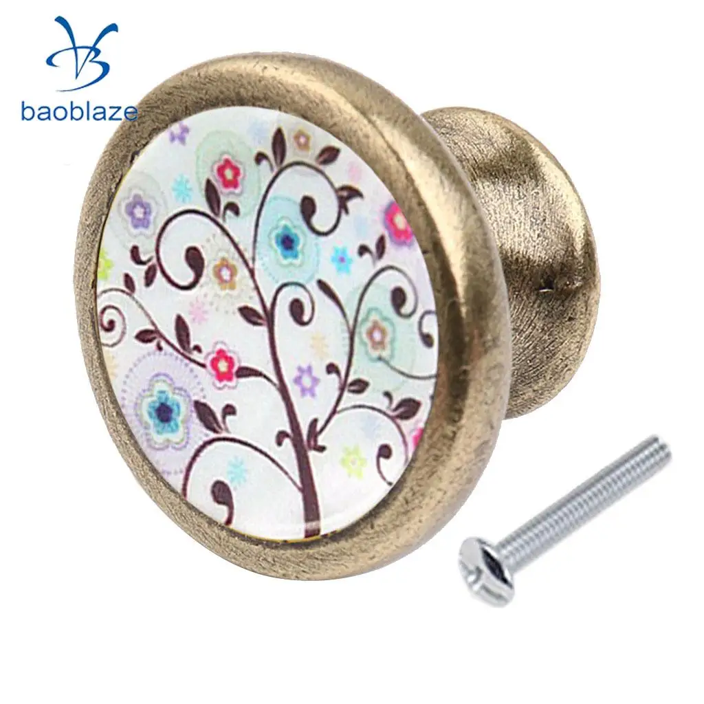 Baoblaze Tree Pattern Retor Metal Pull Knobs Cabinet /Drawer/ Cupboard/ Wardrobe/ Door/ Bin Pull Handle for Home DIY Decor