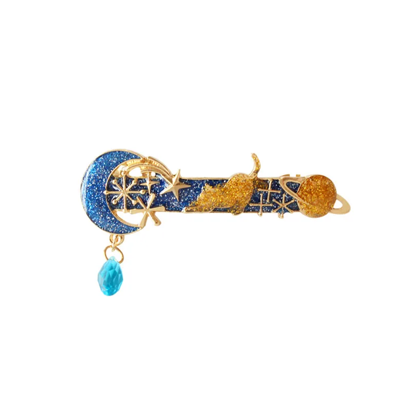 F J4Z nueva moda joyería esmalte azul Luna planeta gato Punk de vapor de Clips de pelo accesorios para el pelo pinza de pelo F J4Z nueva moda joyería esmalte azul Luna planeta gato Punk de vapor de Clips de pelo accesorios para el pelo pinza de pelo