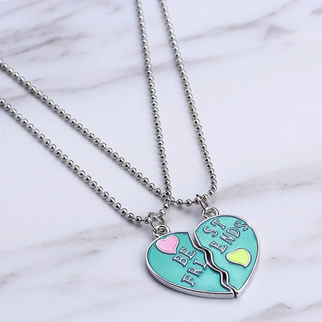 Best Friends BFF Necklaces For 2 Heart Candy color Bestfriend Necklace