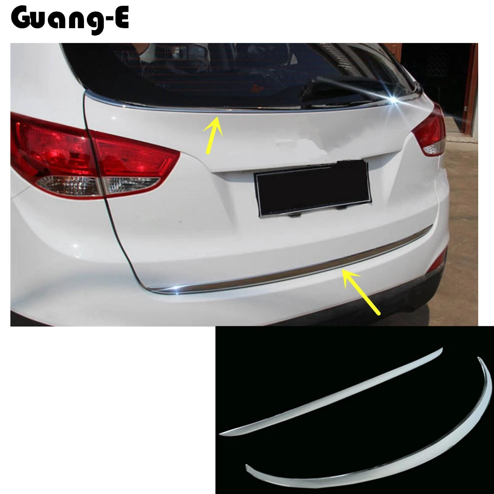 

High quality For Hyundai IX35 2010 2011 2012 car Stick body cover ABS Rear door tailgate +window pillar frame plate trim 2pcs