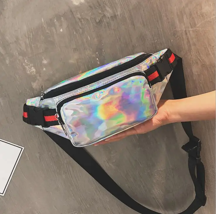 

Korean Fashion Laser Stripe Strap Waist Packs Women Crossbody Bag Female Shoulderbag #718