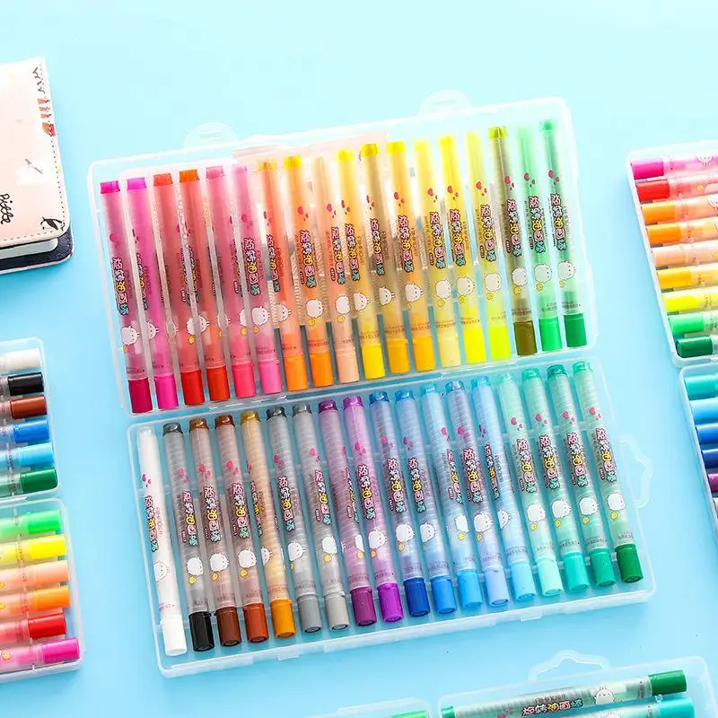 

12/18 Colors Rotating Oil Pastelrod Children Coloring Pen Toddler Graffiti Painting Crayon Brush
