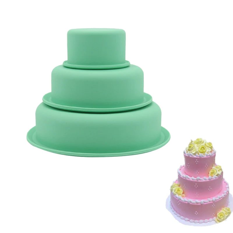 3 Pcs Set Round Silicone Cake Baking Pan For Birthday Cake Maker Bakeware Diy Pastry Decoration Tools Cream Bread Baking Mold Bakeware Sets Aliexpress
