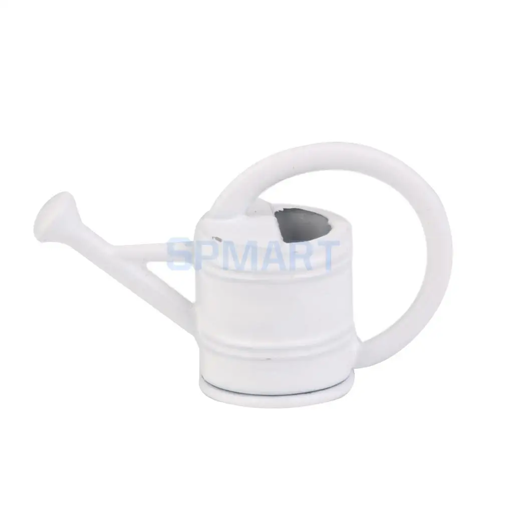 

1/12 Metal Miniature Watering Can Handicrafts Model Dollhouse Decor White