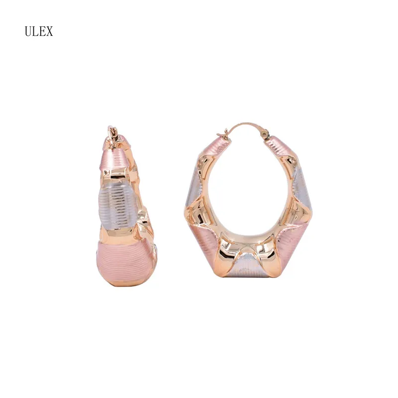 

ULEX Hoop Earrings for Women Bridal Fashion Punk Big Wedding Bohemian Gold Color Vintage Arab Nigerian/Congo Jewelry XP1025E
