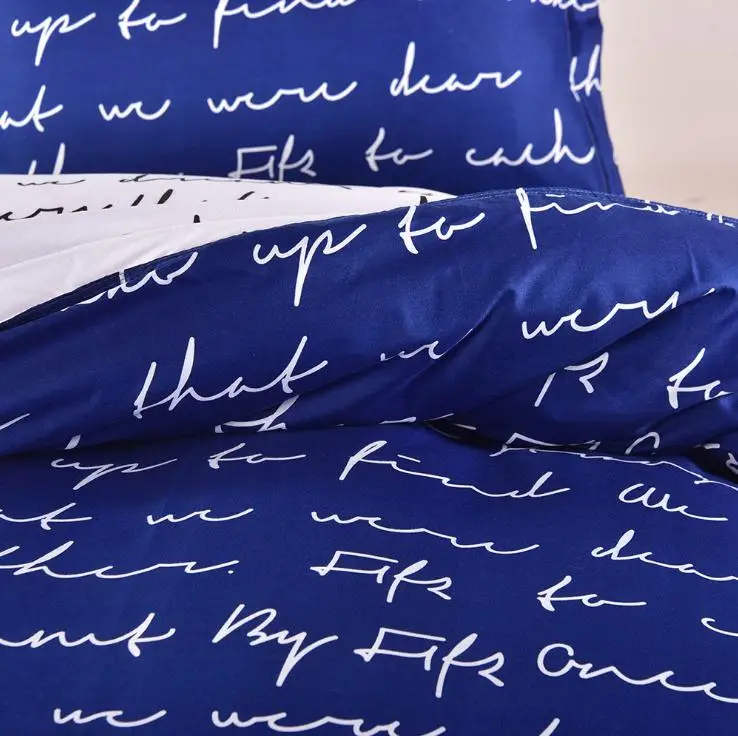 Нордическая любовь постельное белье набор мягкое одеяло постельное белье пододеяльник синий и белый взрослые постельное белье пододеяльник набор США Королева