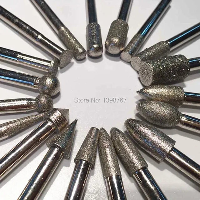 20 In 1 set Diamond Burrs Grinding Rotary Tools Diamond Coated Grinding