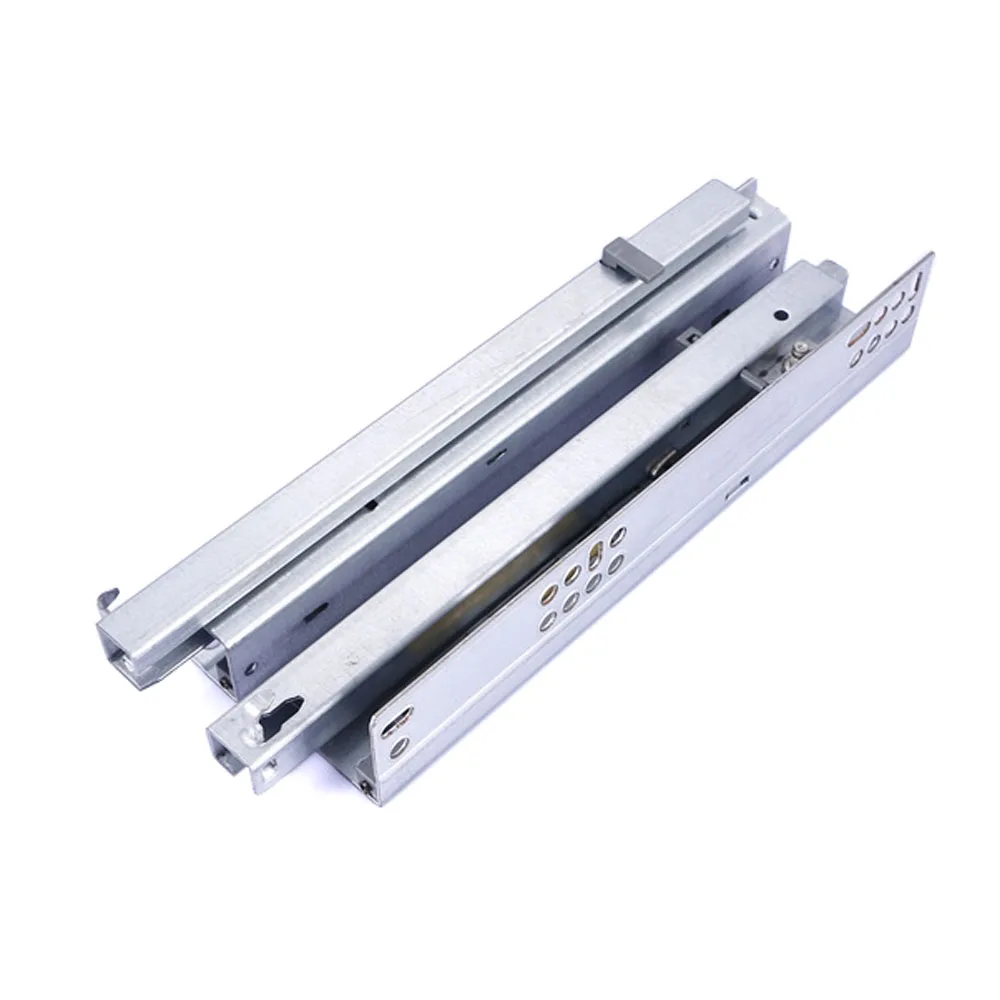 

10 inch Two-section Buffer copper rail hidden track silencer furniture cabinet drawer extension sliding rail pulley White 2pcs