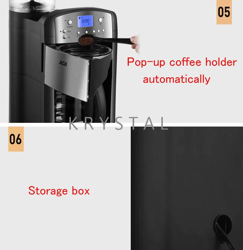 Автоматическая Эспрессо-машина, домашняя кофемашина, электрическая Кофеварка, кафе, американская машина, кофемолка, AC-M125A